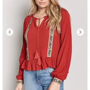 Rust Orange Embellished Blouse! 🧡